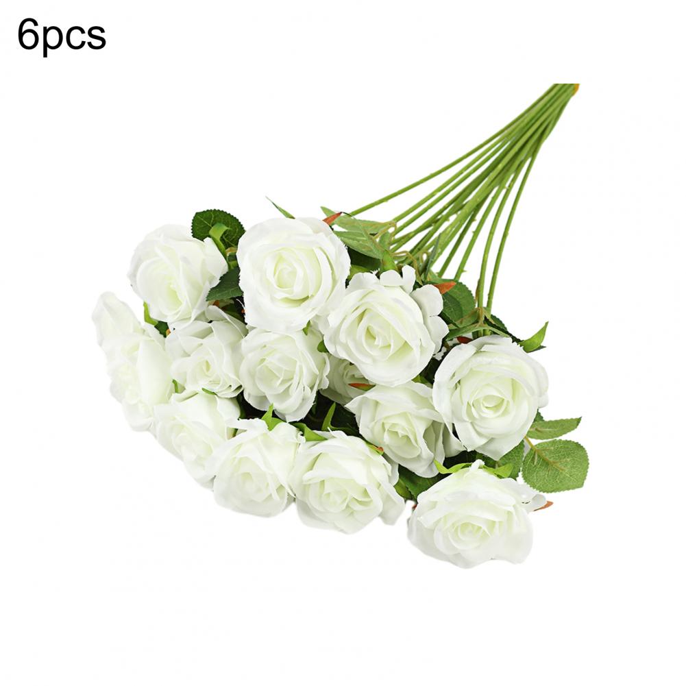 Artificial Rose Flower Realistic Long Stem Faux Silk Rose Bouquet For Valentine's Day Home Wedding Party Flower Decoration