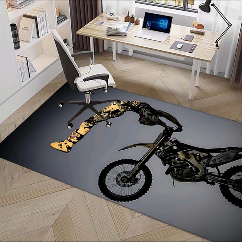 Motorcycle Theme Office Carpet Chair Mat Large Desk Protector for Home Decor, Sofa Rug, Office Flooring, Gift Idea for Any Room