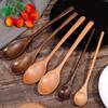 1/10pcs Long Hand Wooden Spoon Wood Soup Scoop Kitchen Cooking Stirring Spoons Dessert Honey Coffee Stir Teaspoons Tableware Set