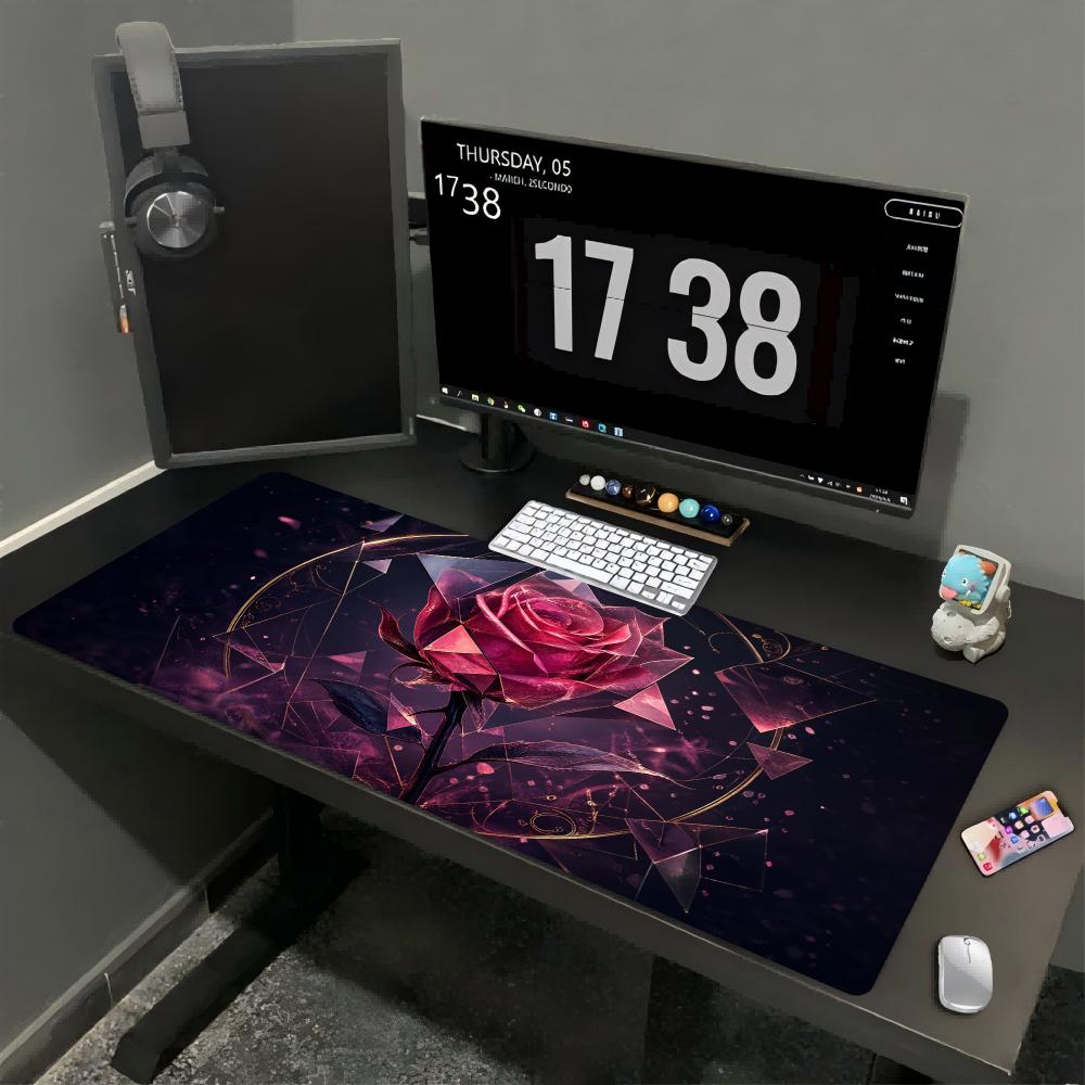 XXL Romantic Red Rose Heart Pattern Deskmat Non‑Slip Rubber Game Mouse Pad Pc Laptop Keyboard Mousepads Big Gaming Desk Mats