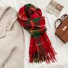 Autumn and winter Christmas cashmere plaid scarf women's circle yarn Ankara red versatile shawl high-end scarf