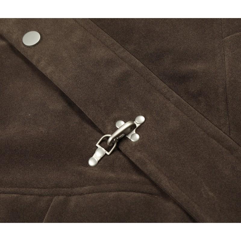 Unisex Oversized Retro Deconstructed Cotton Puffer Jacket With Snap Button Suede-Like Fabric Winter Warm Outerwear