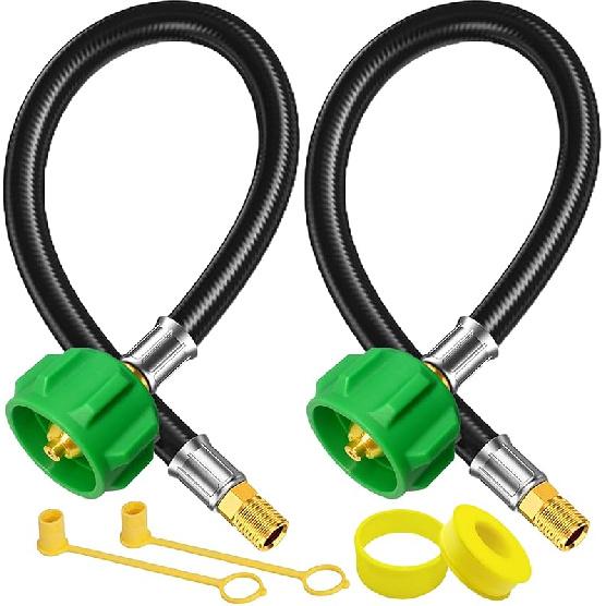 2 Pack 15" RV Propane Hose With 1/4" Male NPT & Qcc1/Typel,Propane Hose-Camper Propane Hose For RV Two-Stage Regulator-Dual LP Tank,Propane Tank Hose