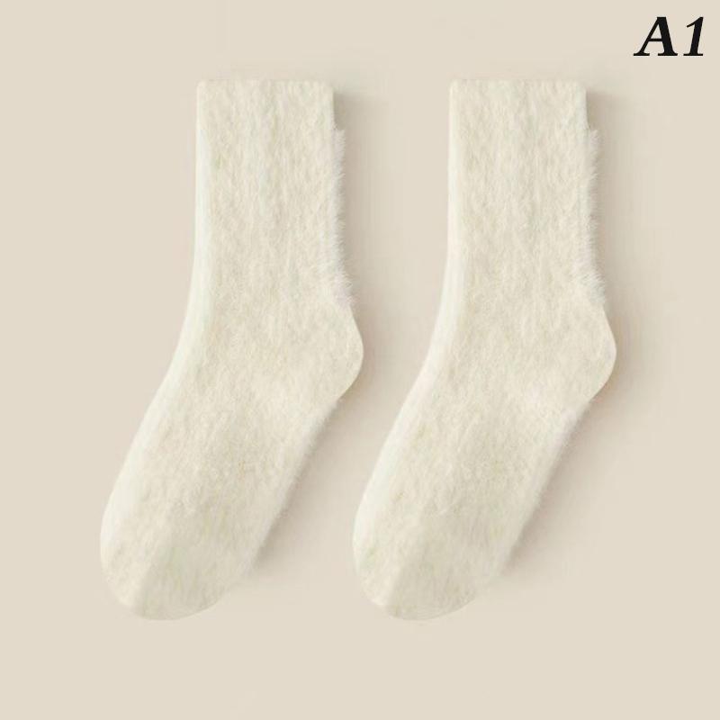 Mink Velvet Socks For Women And Men Autumn And Winter Thicken Thermal Coral