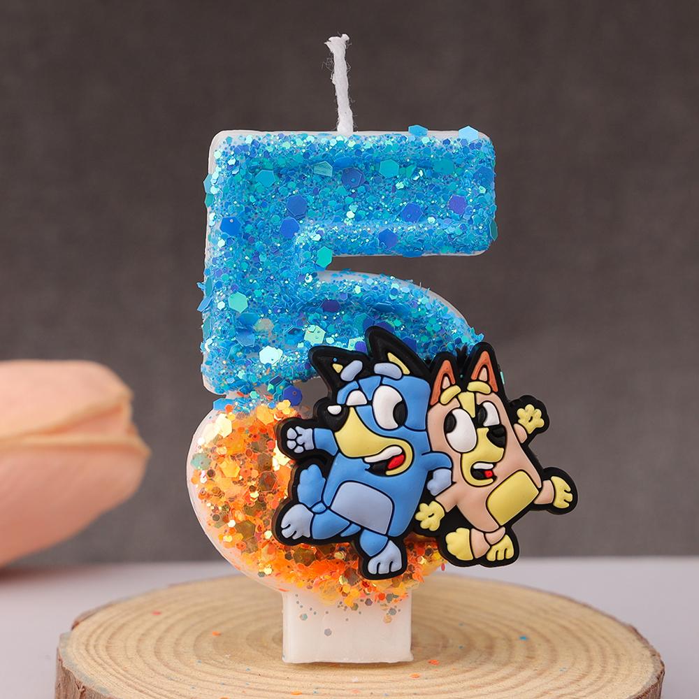 Bluey Bingo Anime Kerze Niedlich 3D 0-9 Zahl Cartoon Figur Geburtstagstorte Stecker Geburtsdatum Tortendekoration Geschenk