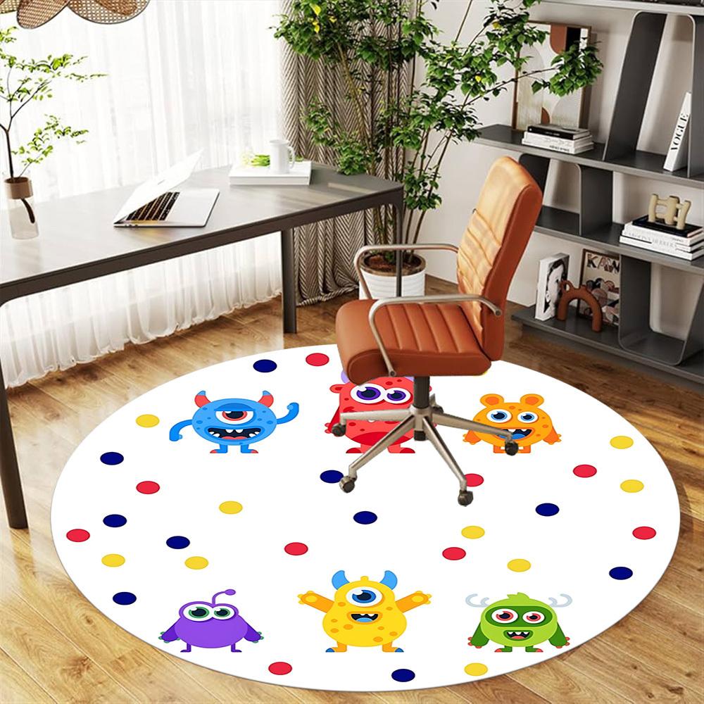 1pc monster circle Round Chair mat Area Rug - Non-Slip, Floor Mat for Office, Bedroom, and Indoor Decor c1125279