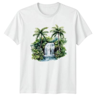 Tropical Waterfall Nature Landscape Mens T-Shirt Womens Tee Graphic Top