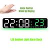 Voice Control LED Ambient Light Desktop Electronic Alarm Clock LED Mute Clock with Digital Temperature Date Week Timing Function
