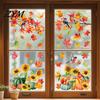 Scattered Leaf Pattern Decor Autumn Harvest Window Decals, Sunflower Maple Pumpkin Bird Static Cling Stickers, Decals Reusable Fall for Home