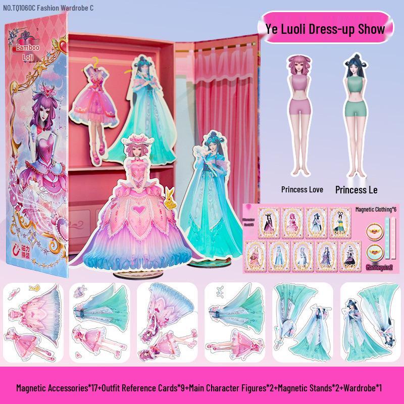 Ye Luoli Dress-Up Show: Magnetic Sticker Set for Girls Ages 3-6 - Princess Dress-Up Educational Toy