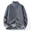 Men’s Korean Style Semi-High Neck Velvet-Lined Sweater: Warm, Versatile, Solid Color for Autumn/Winter.