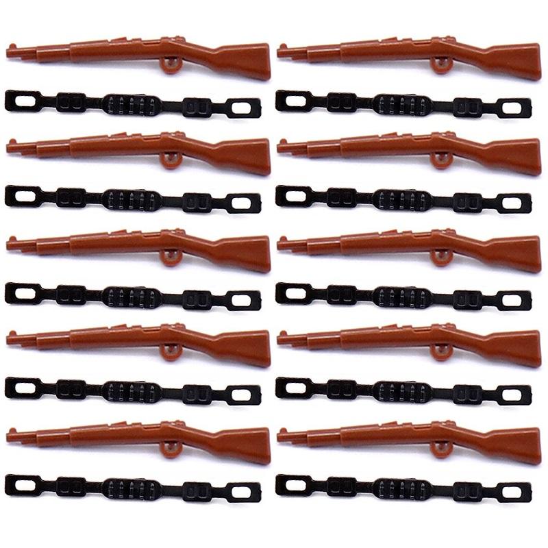 10 pièces Sangle de fusil 98K Accessoires d'armes militaires Mini figurines d'action Soldats WW2 Armes Blocs de construction Armée MOC Jouets