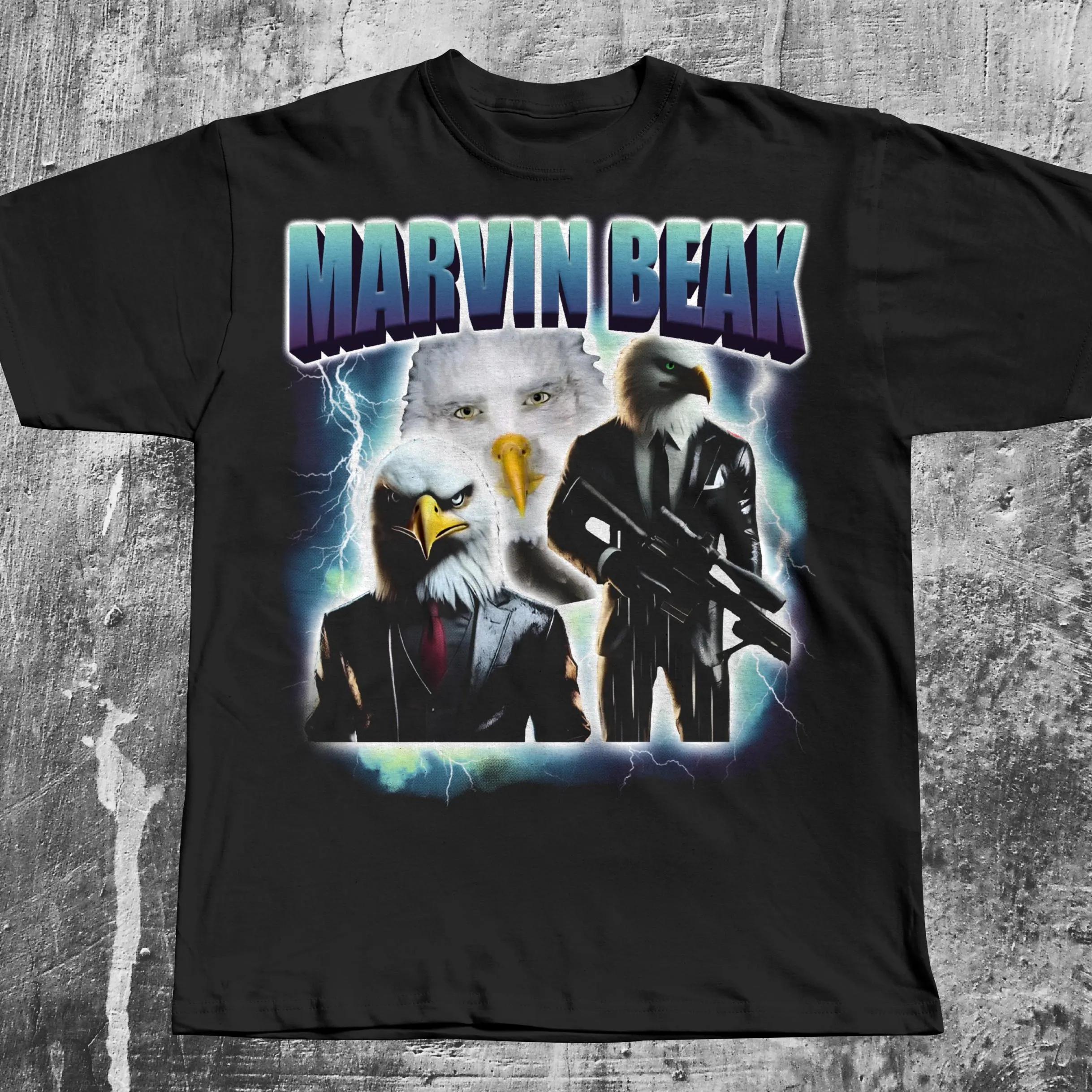 Marvin Beak Funny Staring Eagle Dank Meme Tshirt Brainrot Shirt Unhinged Clothes Weird Tshirt Inappropriate Tees L
