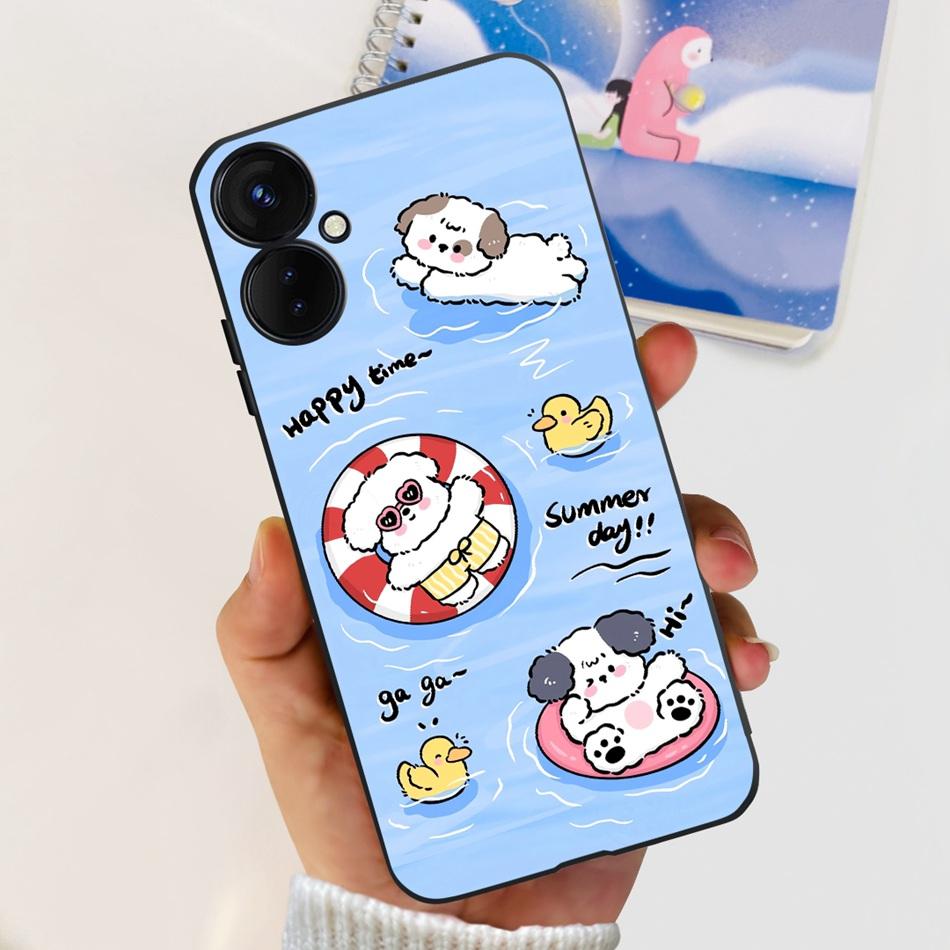 For Tecno Spark 9 Pro KH7 KH7n Cute Cartoon Phone Case For Tecno Spark 9Pro Black Silicone Soft TPU Cases
