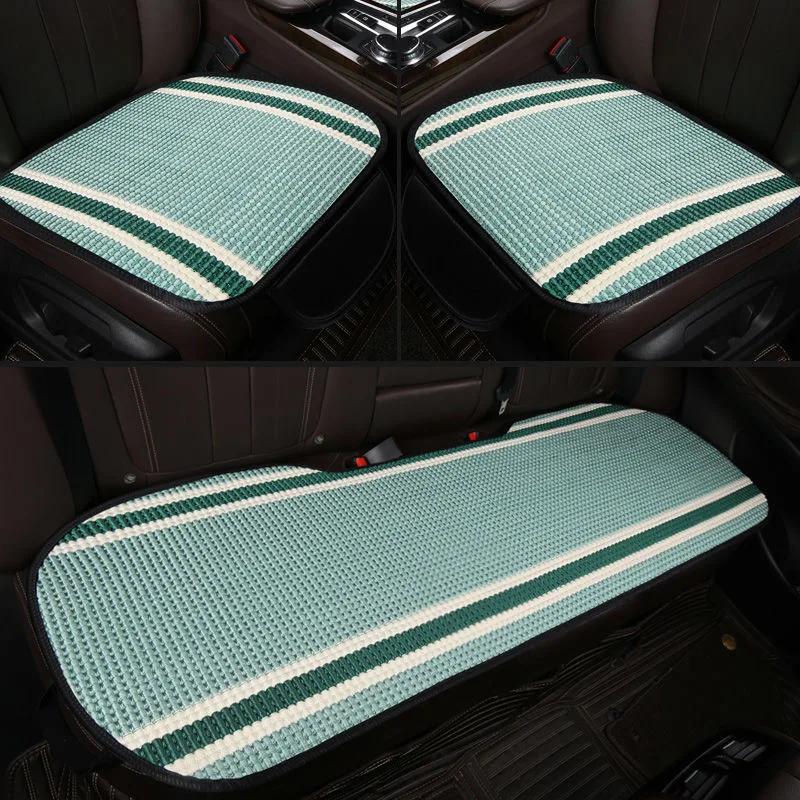 Summer Car Seat Cushion Cooling Pad - Ice Silk Breathable Anti-Slip 3-Piece No-Binding Comfort for Hot Weather Car Seat Covers