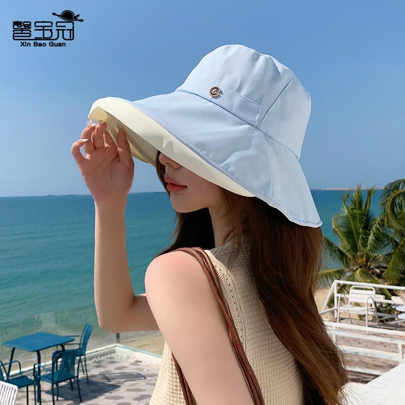 8486 new spring and summer eaves sunshade bucket hat fashion hat women's outdoor versatile sunscreen sun hat