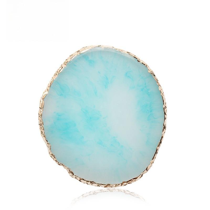 Nail Palette Resin Round  Style Crystal Display Plate Gold Edge Manicure Mixing Tool  Practical Nail Makeup Accessory