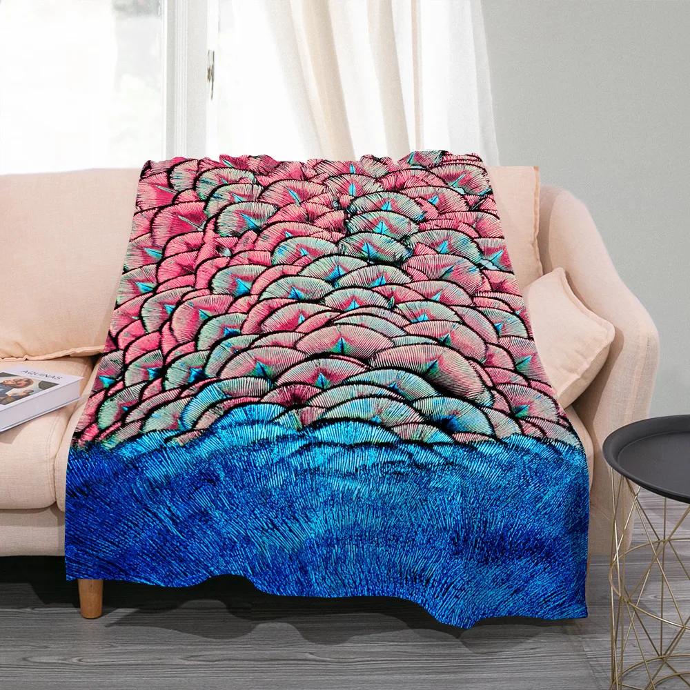 3D Colorful Bird Feather Throw Blanket Peacock Feathers Fashion Flannel Blanket Soft Warm Cozy Home Gifts for Bed Couch Sofa