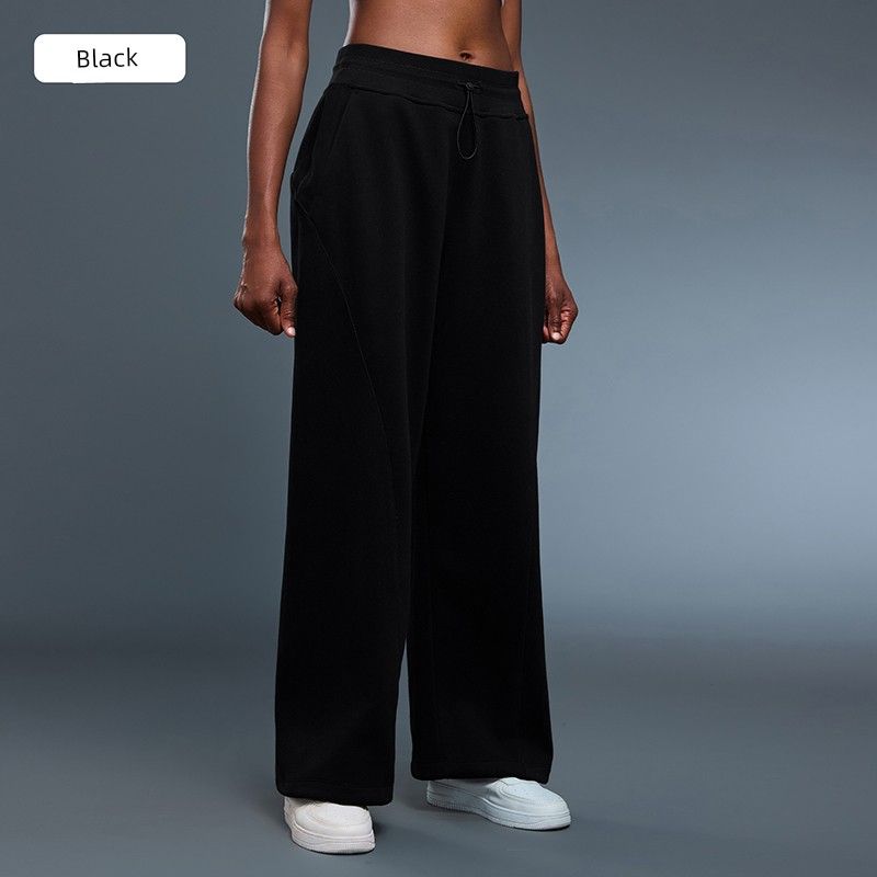 

Lu Same Sports Pants Women s Fall and Winter Fleece-lined Thermal and Windproof Ankle-Tied Sweatpants Loose Straight-leg Slim Looking Casual Pants Black 8/L