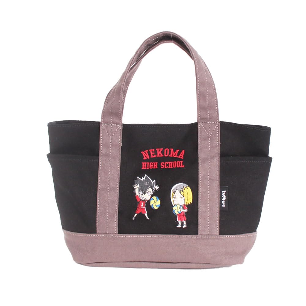 [Хайкю] Мини-персонажи, вышитая сумка-тоут ODHQ90 Черная