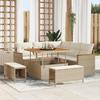 VidaXL 8-Piece Garden Sofa Set with Beige Cushions In Poly Rattan Acacia 3363036
