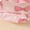 2025 Summer Newborn Ruffle Dress with Lantern Sleeves, Strawberry Butterfly Pattern, and Snap Closure.