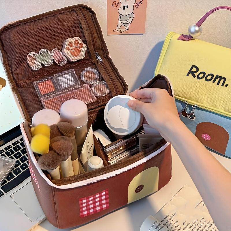 1pc Dopamine color Cute House Shape Makeup bag Large capacity Portable Makeup storage bag Cartoon makeup handbag