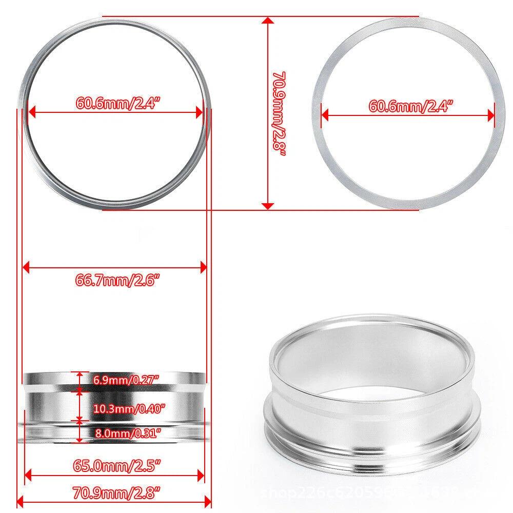For Turbo Intake Pipe 2"/2.5"/3"/4" Aluminum Exhaust HD V-band Clamp w Flange System Assembly Anodized Clamp With Flange Kit