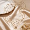 3Pcs/Set Women Necklace Three-Layer Stacking Design Heart Charm Choker Necklace Adjustable Length Layered Jewelry