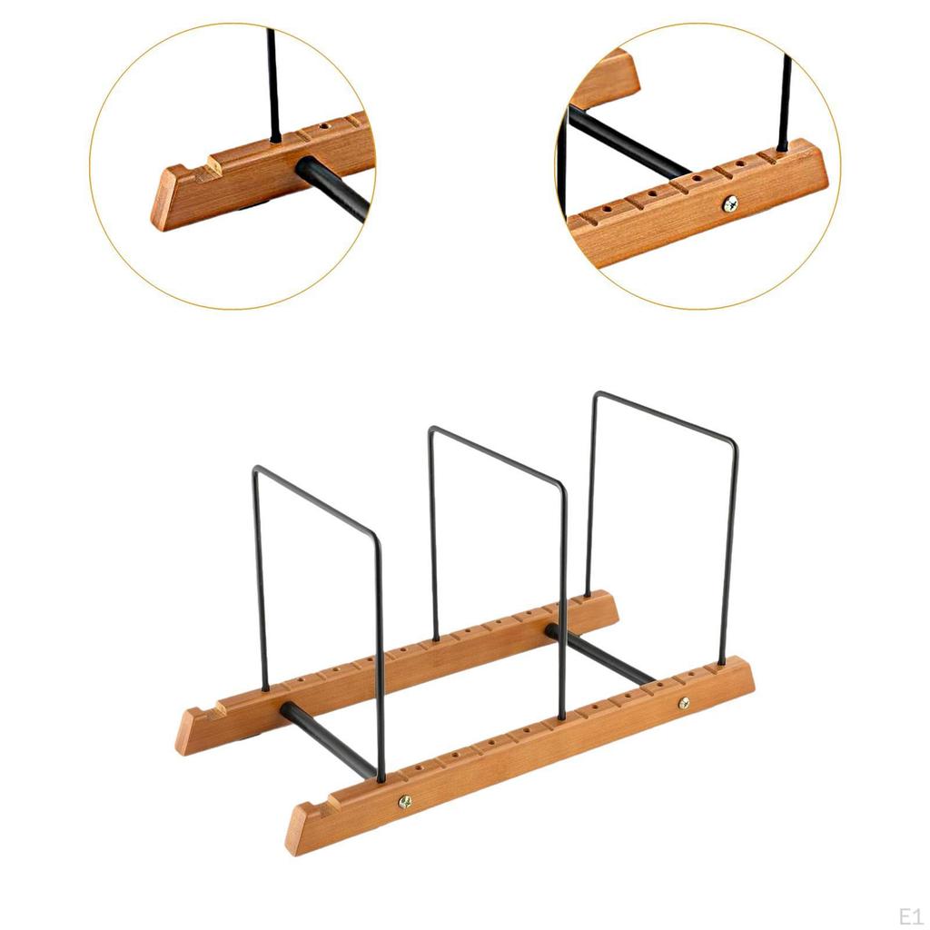 Vinyl Record Storage Holder Organizer Wood Base Non Slip Decorative Album Display Stand