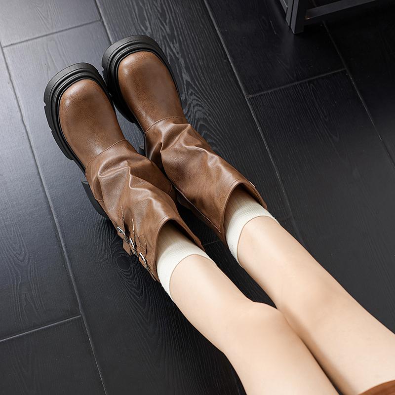 Fashion Women Boots 2024 New Winter Platform Women Long Boots Fashion Back Knee High Boots Female Elegant Square Heel Women Pumps