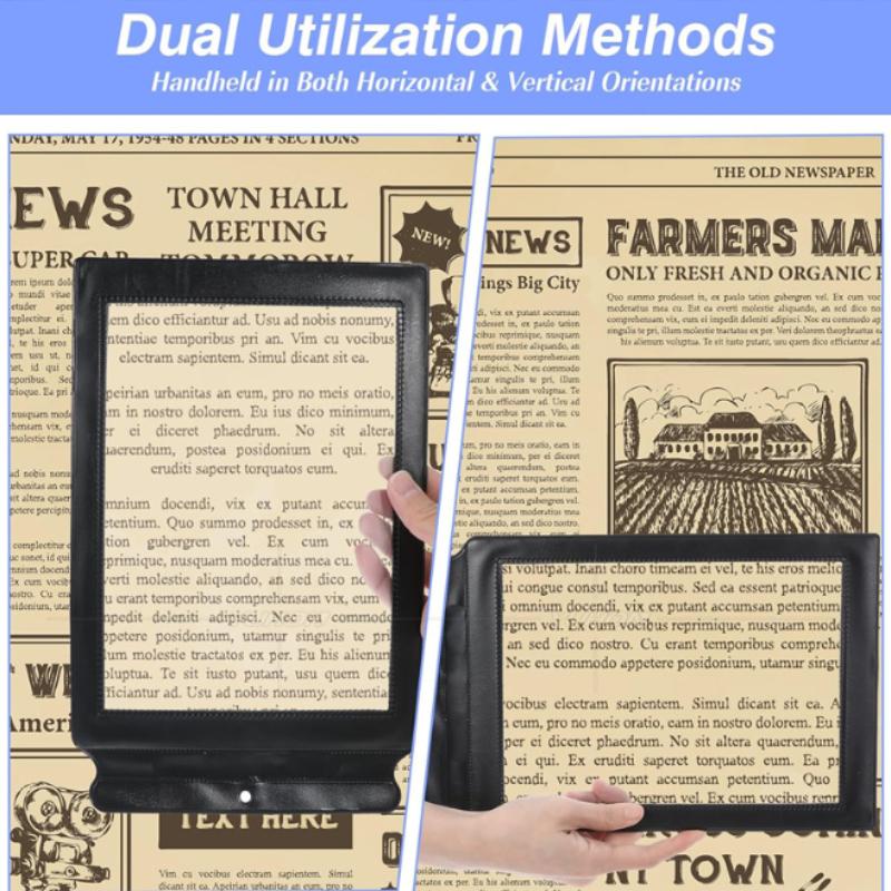 Lupă A4 Pagină Întreagă Nu Necesită Baterii Lupă Portabilă cu Zonă Mare de Vizualizare pentru Citit, Meșteșugărit, Tabele Medicale pentru Persoane Vârstnice