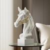 Gypsum sculpture Artistic horse head ornament Statues Soft decoration living room wine cabinet office Figurines Home Decor