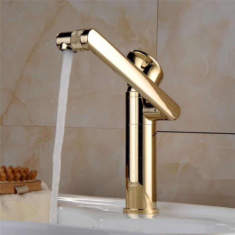 Basin Faucet Water Tap Bath 360 Degree Swivel Gold Bathroom Faucet Single Handle Sink Tap Mixer Hot and Cold Sink Water Crane