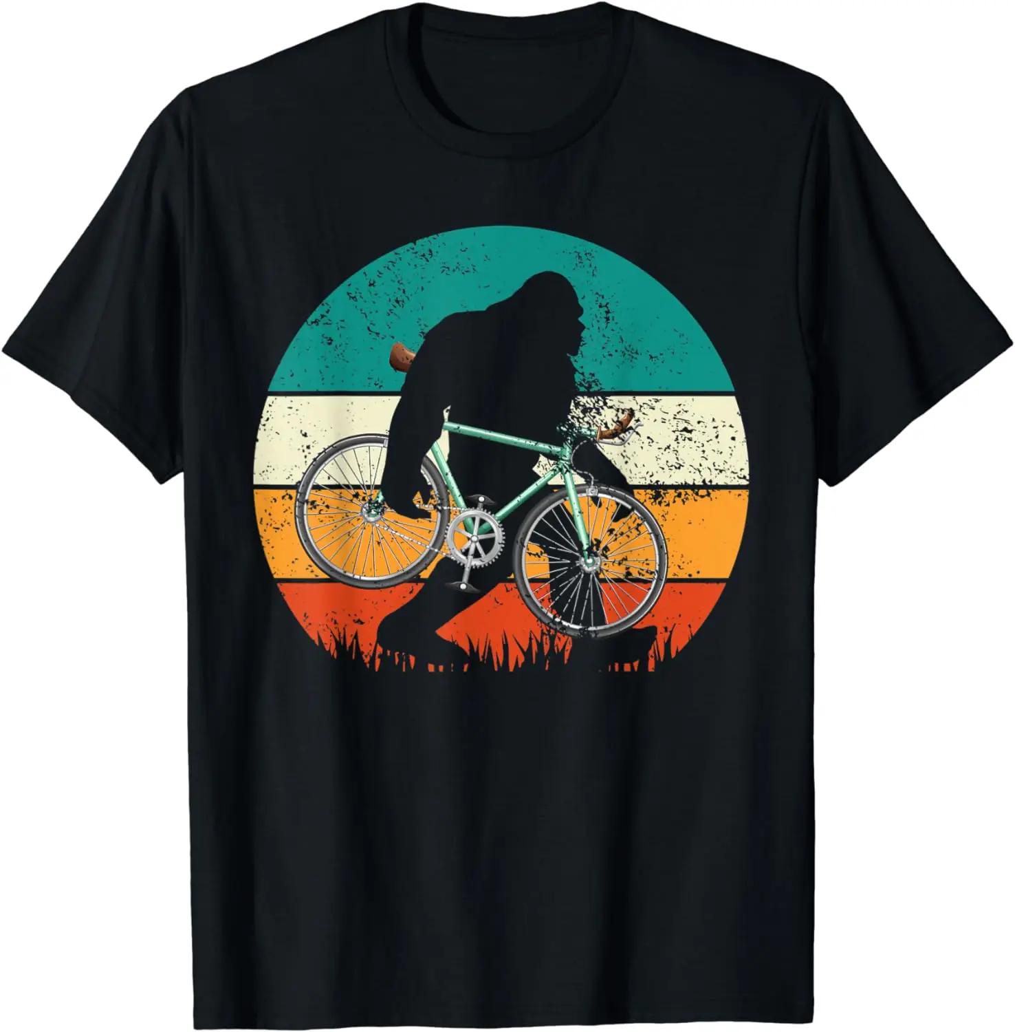 Retro Mountain Bike Bigfoot Biking Cycling Funny Biker TShirt Funny Unisex Clothing Tops Graphic T Shirts Streetwear Camisas S