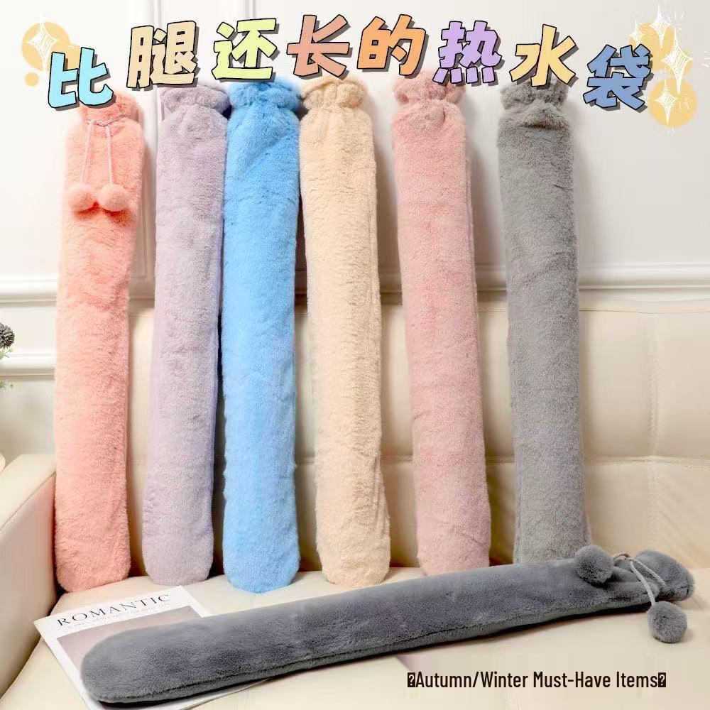 Long Hot Water Bottle with Removable and Washable Imitation Down Filling - Unisex Bed and Belly Warmer.