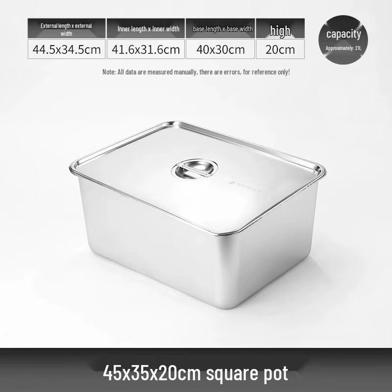 Rectangular Stainless Steel Deep Basin with Lid