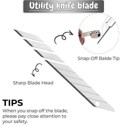 KILIGEN 2-Piece Right-Hand and Left-Hand 9mm 30-Degree Cutting Knife for Crafting, 20-Piece Design Knife Replacement Blades