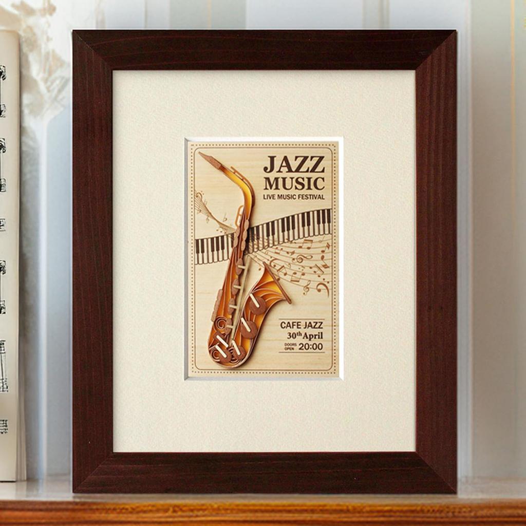 KINOWA "Saxophone" Wood-Paper-Art Original Handmade Quilling Kit, Musical Instrument, Made in Japan