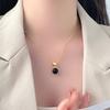 Fashionable Black Agate Ball Necklace for Women with A Light Luxury and High-end Feel, Versatile and Showcasing White Necklaces