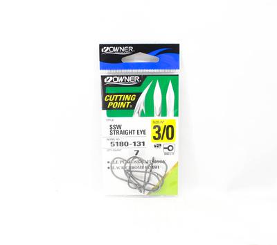Owner Hak SSW Cutting Point Straight Eye Hook Rozmiar 3/0 Czarny (0304)