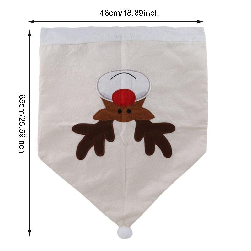 1PC Beige Christmas reindeer embroidered chair cover Christmas Home Decor Dinner Chair Xmas Cap Gifts Party Supplies