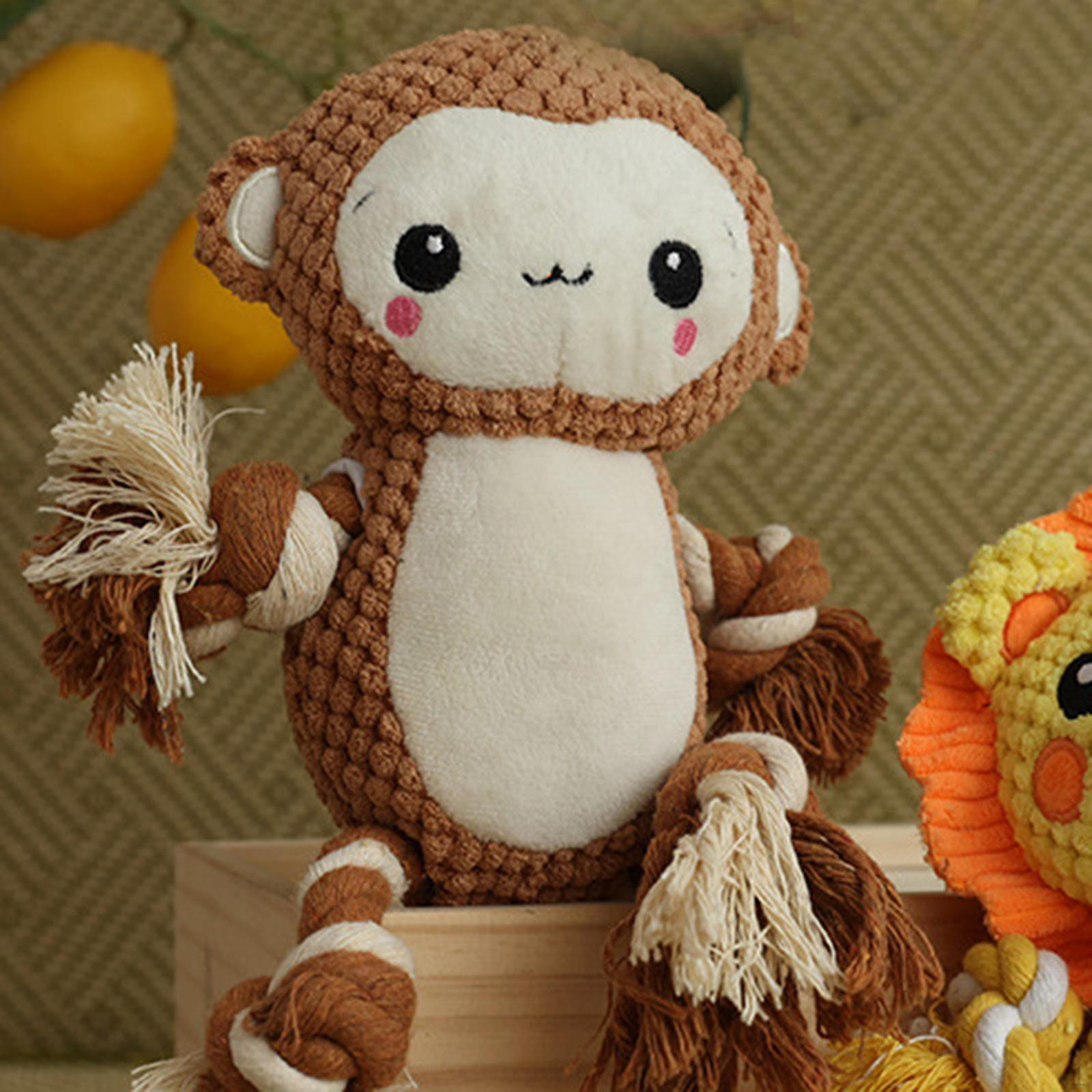 

Милая плюшевая пищащая игрушка для собак со встроенным звуком, жевательные игрушки для щенков, дрессировка домашних животных всех пород, маленькие Monkey