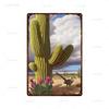Vintage Floral Metal Plaque  Green Plants  Cactus Tin Sign  Wall Decoration for Garden Kitchen Living Room  Iron Painting Home D