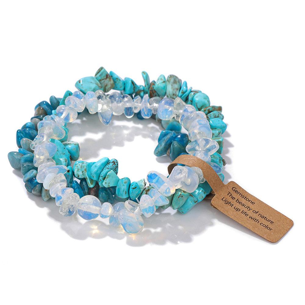 Natural stone bracelet beaded natural gravel elastic stacking wearing versatile high-end light luxury hot-selling bracelet