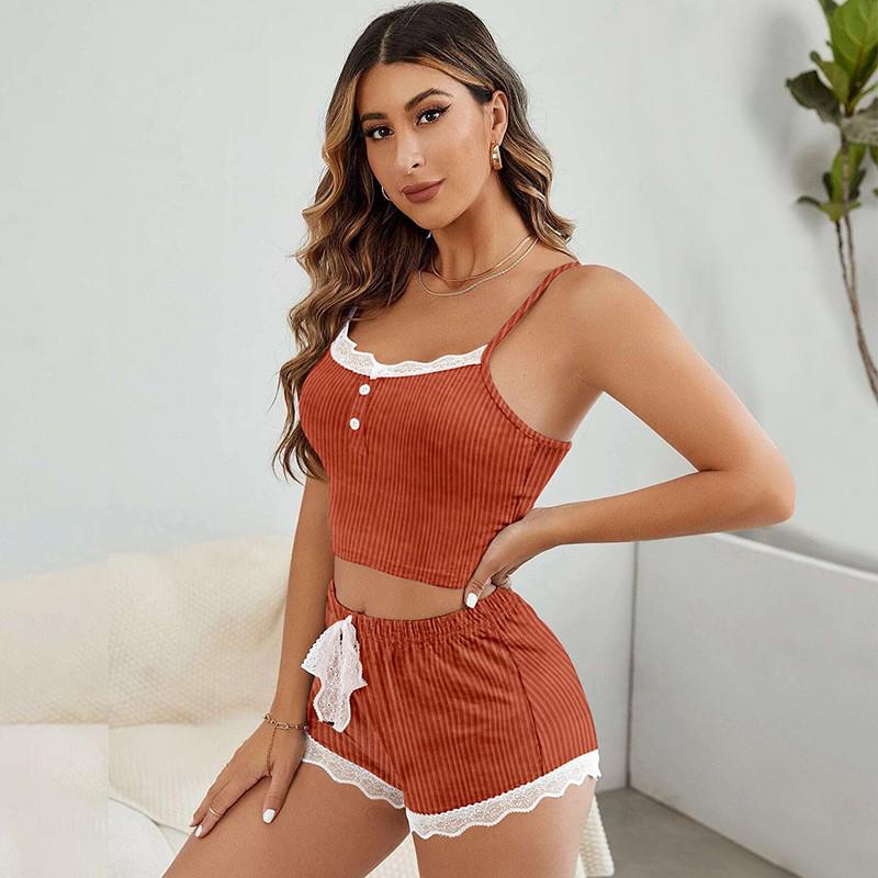 European & American Lace Trim Camisole Shorts Set: Sexy, Fun Pajamas & Outerwear