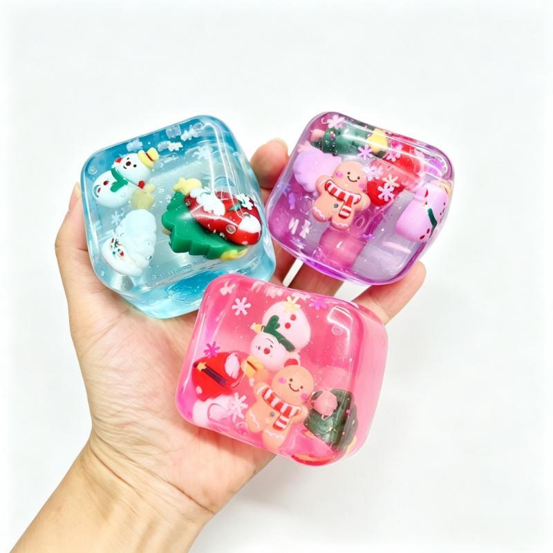 Cute Santa Reindeer Maltose Ice Block Fidget Toy Soft Slow‑Rebound Squeeze Stress Relief Toy Christmas Party Gift