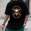 Retro Skull With Flames Burning Graphic Motorcycle T-shirt Men's Summer Cotton Casual Short-sle