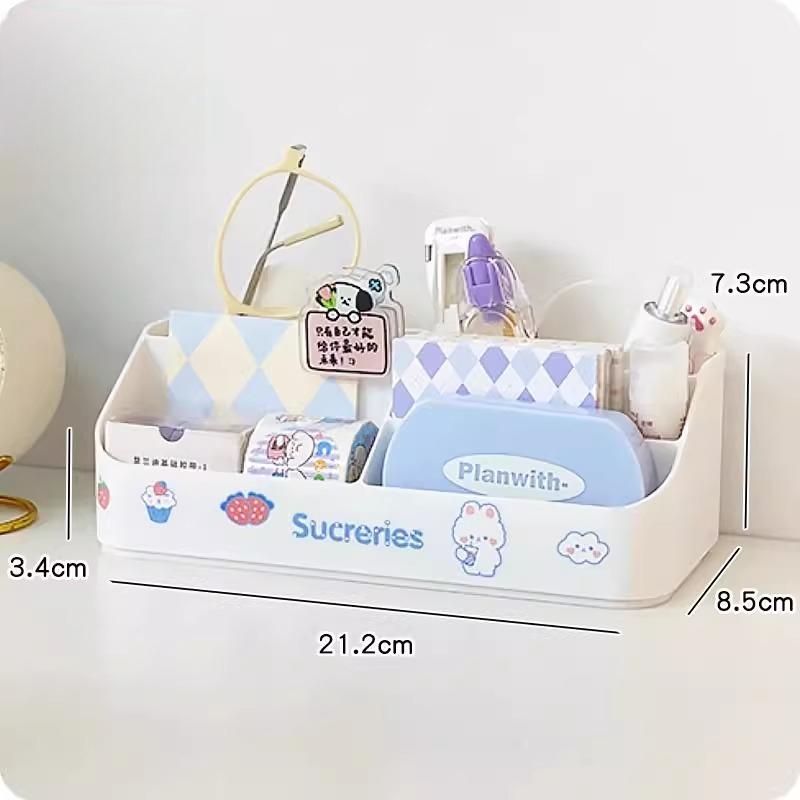 Stacked Desktop Storage Box Organizer Student Cute Desk Stationery Storage Rack MultiLayer Clear Drawer Storage Pen Holder Kawai