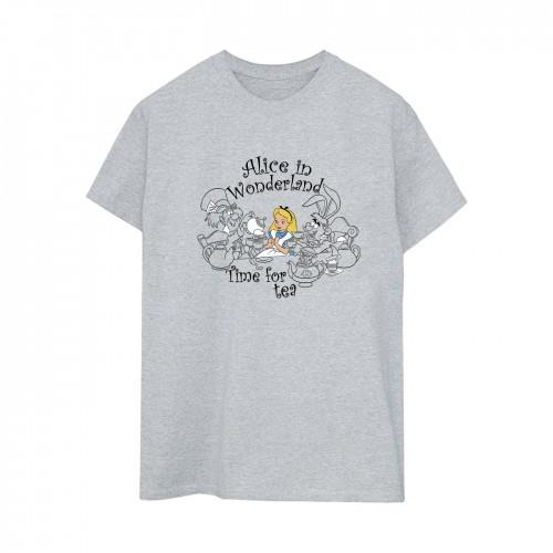 Disney Womens/Ladies Alice In Wonderland Time For Tea Cotton Boyfriend T-Shirt